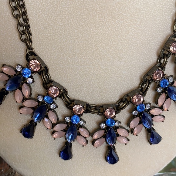 Embellished Statement Necklace with Faux Gems - Picture 1 of 5